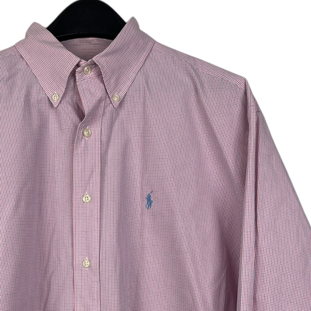 Polo Ralph Lauren Blake Mens L  Relaxed Fit Cotton L/S Button Down Pink Check